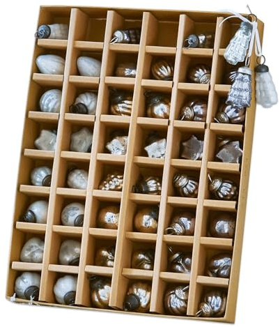 Loberon Weihnachtsschmuck Set Lyla | Weihnachtsdeko Christbaumschmuck | Weihnachtskugeln Glas | Unterschiedliche Designs | 48 Stück