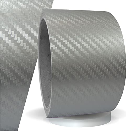 siviwonder Zierstreifen selbstklebend Folie Carbon Silber 50 mm x 10 m Rolle Dekorband Auto Motorrad Boot Fahrrad Wohnwagen Helm Pinstripe Klebeband für Konturmarkierung Linien Dekoration Randstreifen