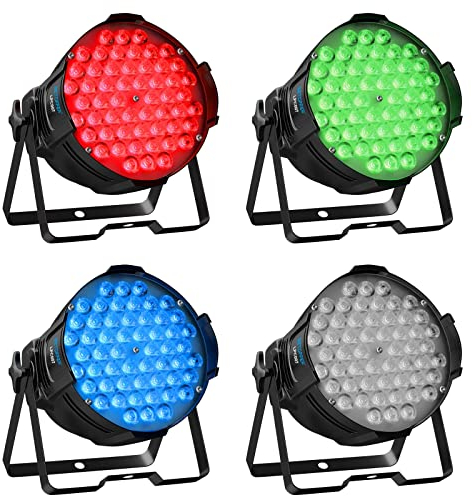 BETOPPER Luces de Discoteca DJ Luces Escenario DMX LED Par Foco Luz Escenario RGB 54x3w Proyector Iluminación Sonido Estroboscópica Lampe para Fiesta Bar Boda Casa Teatro Church Club LPC007 (4 piezas)