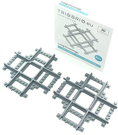 Trixbrix.eu Long Crossings - 2pcs Compatible with Lego City Train Sets 60197 60198 10277 60205 60238 60337