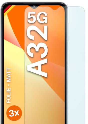 moex FlexProtect matte Schutzfolie für Samsung Galaxy A32 5G Displayschutz Folie matt gegen Reflexionen, Anti Reflex Handyfolie mit Sonnenschutz, Kompatibel mit jeder Handyhülle, 3 Stück