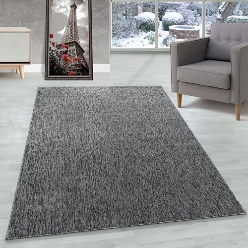 Carpettex Wohnzimmer Teppich - Kurzflor Modern Einfarbig 120 x 170 cm Grau - Waschbarer Küchenteppich Extra Weich Flauschig - Für Schlafzimmer Kinderzimmer Esszimmer Flur