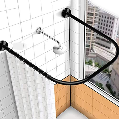 Extensible Barre Rideau Douche Arrondie En Forme U,Tringle à Rideaux De Douche Angle En Acier Inoxydable Arquée De,Barre Rideau Douche Sans Perçage,pour Salle Bains,Cabine Douche(Color:90*90*90cm)