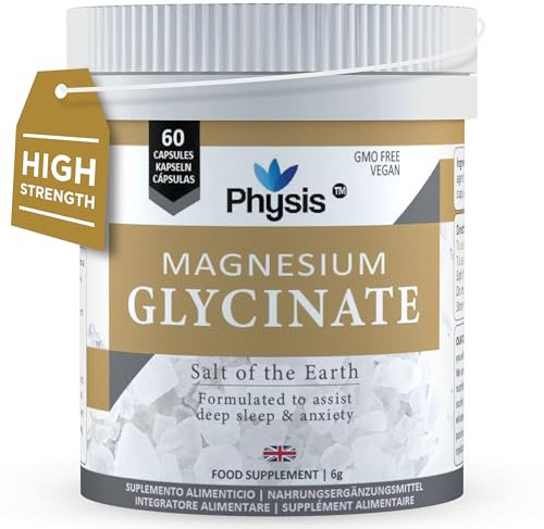 Physis Magnesium Glycinate 400mg Daily | High Absorption Vegan Capsules for Sleep, Mood & Muscle Support | Non-Laxative, Natural Mineral | Relaxation, Stress & Anxiety Relief | 60 x Chelated Capsules