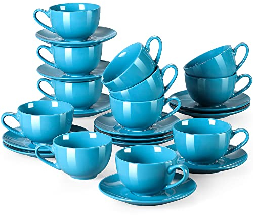 LOVECASA Kaffeeservice porzellan, SWEET 24-teilige Kaffeetassen mit Untertassen, Cappuccino Tassen für 12 Personen, 230 ml