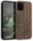 kwmobile Hülle kompatibel mit Apple iPhone 12 / iPhone 12 Pro Hülle - Holz Case - Handy Cover - TPU Handyhülle in Dunkelbraun Blätterzweig
