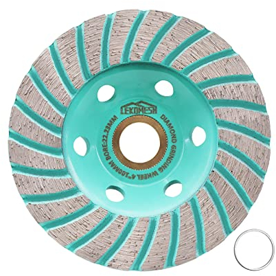 LEKOMESH Diamond Grinding Wheel 100mm Turbo Segments Grinding Disc for Concrete, Granite, Marble, Masonry - Gray, Diamond Material, Compatible with Angle Grinders