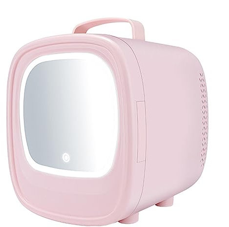 6L Beauty Mini Fridge Skincare Refrigerator with Touch Screen Led Thermoelectric Cooler for Skin Care Makeup Mirror Cosmetics Beverage Babyfood, Bedroom, Car use (Pink)