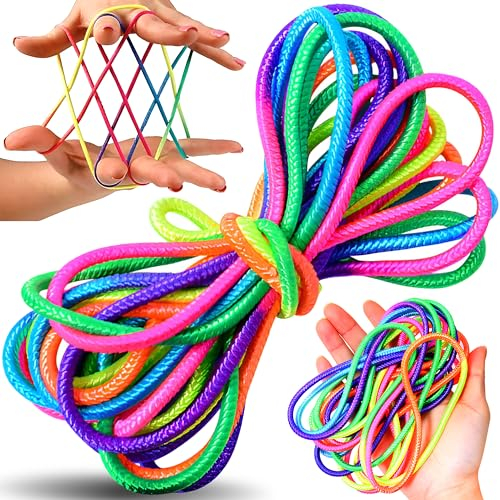 Retoo Juego de Cuerdas Flexibles Finger Twist Cordón Arcoíris, Juego de Dedos Cuerda, Cuerda De Dedos, Juegos De Habilidad, Flexibles para Niños, Uego de Hilos para Niñas y Niños