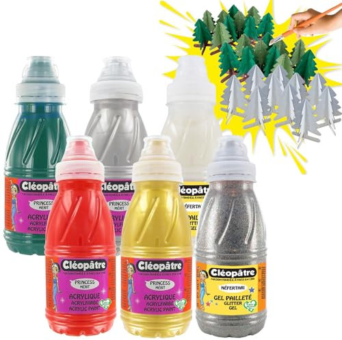 CLEOPATRE Kit Peinture Acrylique Noël, Couleurs Assorties, 250ml