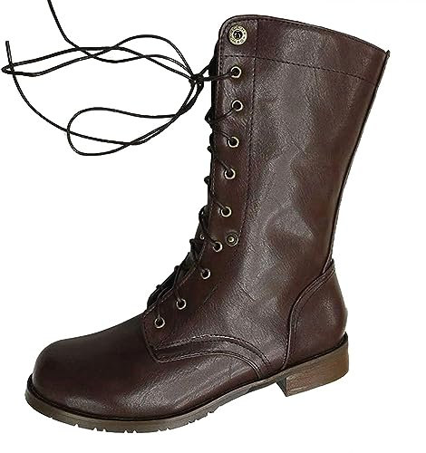 Stivali medievali PU Cuoio Moto Stivali retrò Equitazione Stivali Cavaliere Stivali Lacci Stivali,Marrone,38