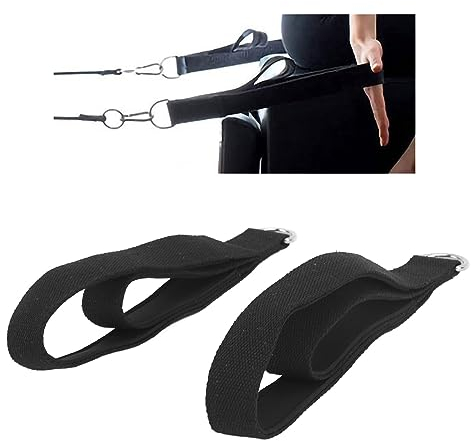 Bewinner Pilates Reformer Gurte Baumwollband 1 Paar - Langzeitgebrauchsfähig Antirutsch Einstellbare Länge D Ring für Zuhause und Fitnessstudio 153g