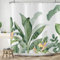 ASDCXZ Blätter Duschvorhang 180x220 cm, Frühling Einfachheit Tropical Grün Gelb Lila Blätter Weiß Bad Waschbar Duschvorhänge Polyester Textil Wasserdicht Badevorhang für Badewanne mit 12 Haken