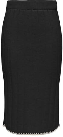 ONLY Onlchick Stitch Mv Jupe en Tricot, Noir/Détails : Pierre Pumice, L Femme