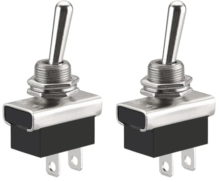 Heschen Interruptor De Palanca De Metal, 12V 25A, Encendido/Apagado, 2 Posiciones, 2 Pines, Para Luz De Salpicadero De Coche (2)