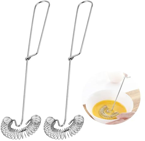 Amacoam Batidora Manual 2 Pcs Batidor Manual de Huevos Varillas Cocina de Acero Inoxidable Barillas Batir Manual batedor de varas batidores para Mezclar Huevos, Espumar