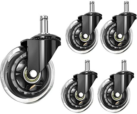 CENMEN Bürostuhlrollen mit 10 mm Schaft, kompatibel mit Markenstühlen, 3/8 Ersatzgummi Stuhlrollen, 5 Stück