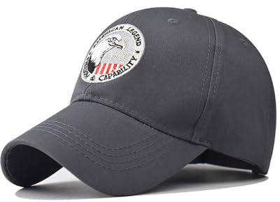 Herren Basecap Klassische Baumwolle Baseball Cap Schild Stickerei Adler USA Outdoor Cap Neutral, Eagle Grey, 58