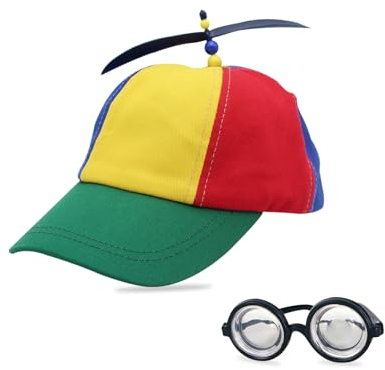 Xmart Propeller Mütze Lustige Mütze Einstellbar Hubschraubermütze Erwachsene Kinder Cap Lustig Kommt Mit Einer Nerd-Brille Propeller Hut Perfekt für Partys Karneval Festivals und KostüMpartys