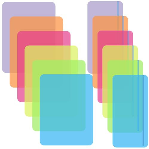 12 Pcs Colour Overlays for Dyslexia, 6Pcs A4 Coloured Overlays+6Pcs Reading Ruler, Overlays Aids for Reading Beginner, Light Coloured Plastic Overlays for ADHD, Irlens Syndrome, Reduce Visual Stress