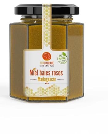 Miel de Baies Roses de Madagascar | Artisanal et Naturel | Saveur Unique et Florale | Idéal pour Tartines et Recettes Gourmandes