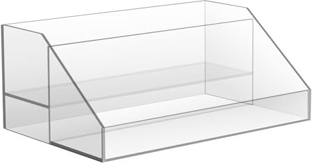 JessLab Organizador Maquillaje Acrílico, Caja Almacenamiento Cosmético Deluxe 2 Niveles, Exhibidor Transparente para Tocador, Organizador Elegante y Duradero para Lápiz Labial, Brochas, Joyas