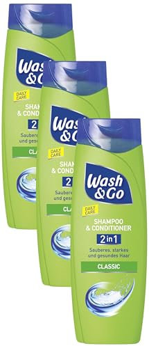 Wash & Go 2in1 Shampoo & Conditioner Classic 1 x 400ml, tägliche Haarpflege für sauberes, starkes und gesundes Haar (Packung mit 3)