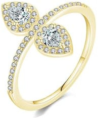 Whoiy Bandring Gelbgold 585 Moissanit, Verlobungsring Einzigartig Echt Gold 14k Hochzeit Ringe für Damen Gr. 62 (19.7)