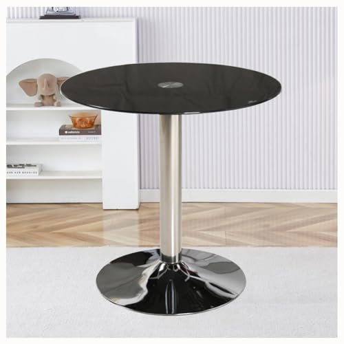 Vaso Mesa De Comedor, Cocina Redondo Negro Templado Mesa De Comedor Circular Moderna 2 - 4 Plazas Desayuno Mesa De Bistró Ahorro De Espacio Pub Café Cena Sala De Estar Mue(Size:60CM/23.4',Color:Negro)