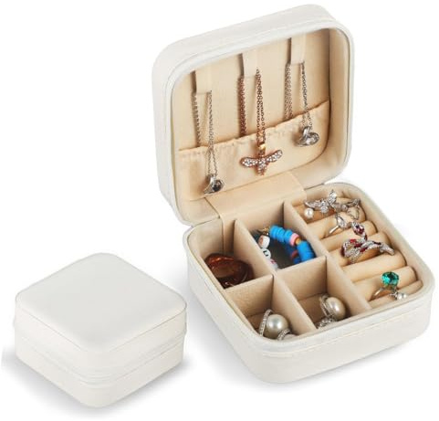 QEDBOJE Schmuckkästchen für Damen, Schmuckschatulle Reise, Klein PU-Leder Schmuckaufbewahrung, Schmuckkoffer, Mini Schmuckbox für Ringe, Ohrringe, Armbänder, Ketten für Frauen, Ehefrau, Mutter