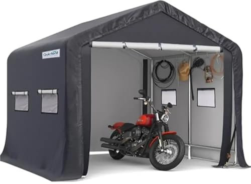 Ayztantine Cochera Exterior Refugio de Garaje portátil Resistente de 10'x10' con Ventanas enrollables ventiladas Privacidad y Calidez Correas de trinquete Fuertes