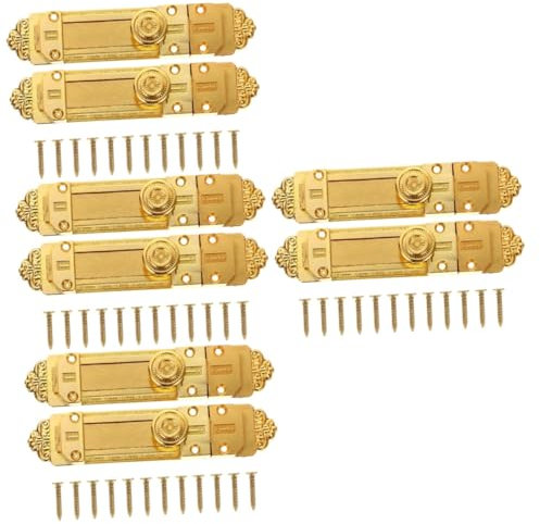 Lurrose 4 Set Doppio Chiavistello A Filo Porta Catenaccio Della Porta Serrature Di Sicurezza Per Porte Finestra Bloccante Chiavistelli Del Cancello Clievi Delle Porte Lega D'oro 2 Pezzi*4