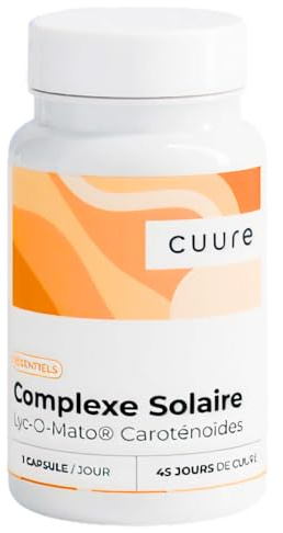 Complexe Solaire - CUURE - Aide à Préparer & Protéger la Peau au Bronzage - Lyc-O-Mato® Actif Breveté - Testé Cliniquement - 45 jours - Fabriqué en France