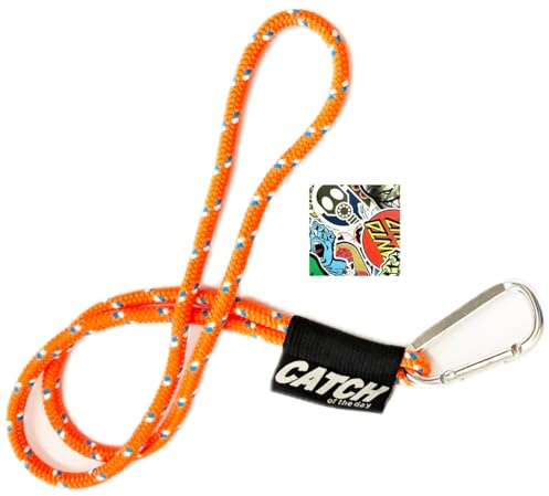 Original Lanyard Schlüsselanhänger für Hals oder Armband, Mehrzweck, mit Metallkarabiner für Gadget-Schlüssel, Dicke 8 mm, bunt, robust und 5 Aufkleber, Neon Orange, One size