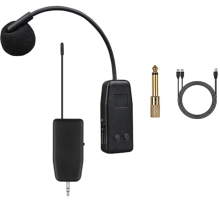 wueiooskj Ansteckbares Geigenmikrofon mit kabelloser Mikrofonverbindung, verstellbarem Winkel und HiFi Klang für Musiker. Es eliminiert effektiv Rückkopplungen für eine klarere, Schwarz, Kurzer Clip