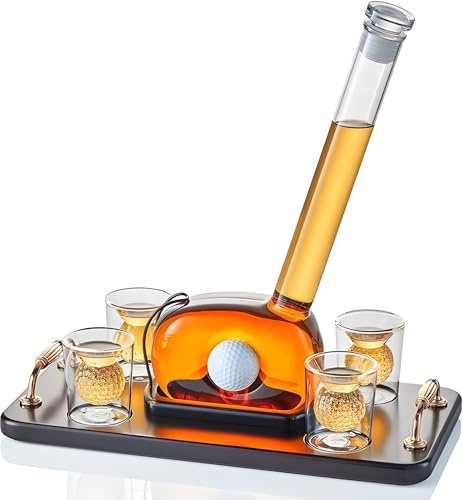 Stripe Golf Club Whisky Decanter 750 ml with Golf Ball in Glass