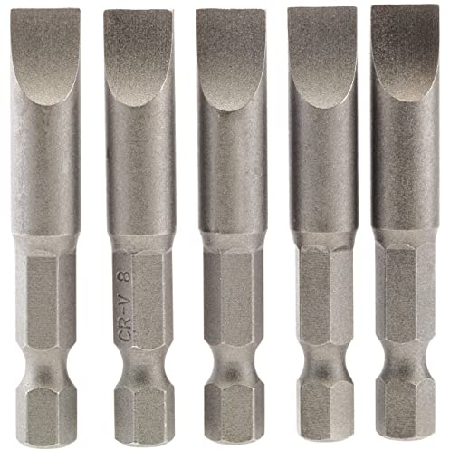 Draper 64280 8mm 1/4 Hex Plain Slot Insert Bit 50mm Long (5 Pieces)