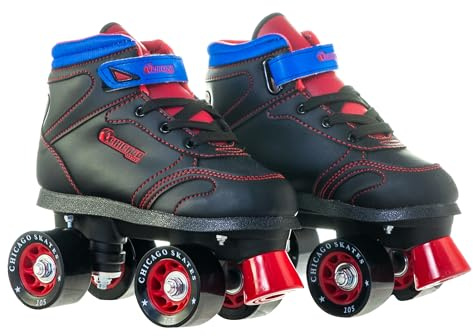 Chicago Skates Sidewalk Roller Skates – Durable, Top Performance Indoor/Outdoor Use Skate Shoes for Girls & Boys, High-Top Boot Safety Youth Quad Skates, 60mm PU Wheels, Adjustable Chassis & Trucks
