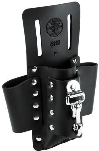 Klein Tools 5119 Tool Pouch, Multi Tool Holder with 4 Pockets and Knife Holder is Great for Electrician Gifts