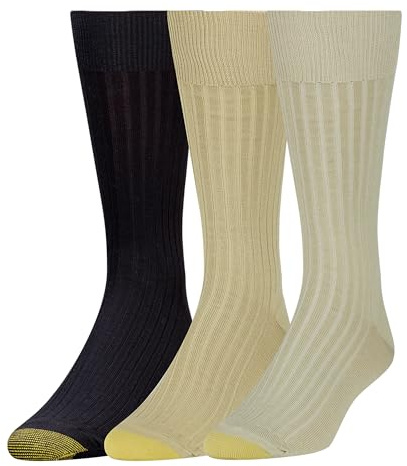 Gold Toe Men's Classic Canterbury Crew Socks, 3-pairs athletic socks, Tan/Khaki/Black, L UK