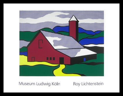 Roy Lichtenstein Red Barn II Poster Kunstdruck Bild im Alu Rahmen in schwarz 70x90cm