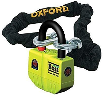 Oxford Boss Alarm Lock & Chain 12mm x 1.5m OF8, Black