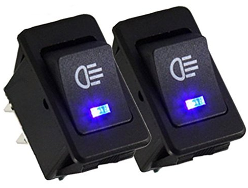 Qiorange Auto 35A 12V KFZ Schalter wasserdicht beleuchtet LED Blau 4 Polig Wechsel Switch Kippenschalter Wippschalter EIN-/Ausschalter für Nebelscheinwerfer Scheinwerfer