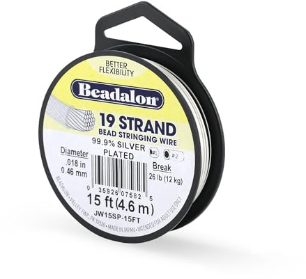 Beadalon 19-strängiger Perlenbesaitungsdraht, 0,018 Zoll, versilbert, 4,1 m