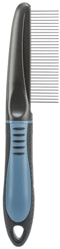 TRIXIE comb - fluffing up the coat - rubberised plastic handle - metal comb - black/blue - 23765
