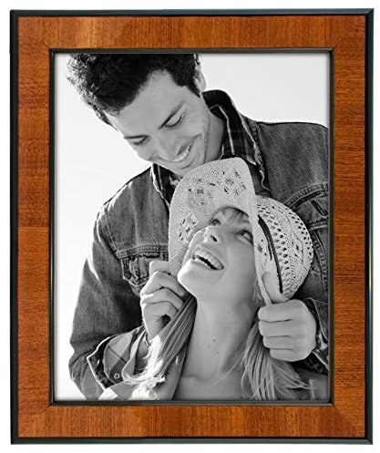 Malden International Designs Burl Walnuss Holz Bilderrahmen aus Holz mit Bordüre Schwarz, Oil Rubbed Bronze, 8 by 10-Inch