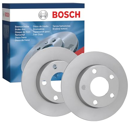 Bosch BD408 Brake Disc Set - 254.7 mm Solid High-Carbon Discs - Rear Axle - ECE-R90 Certified - Great Cooling and Advanced Corrosion Protection - 1 Set of 2 Discs
