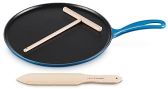 Le Creuset Enameled Cast Iron Traditional Round Crepe Pan, 10.25,Marseille
