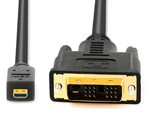 BIGtec 1,5m Micro HDMI auf DVI Kabel Adapter HDMI Micro D Stecker auf DVI-D Stecker Full HD für Monitor Beamer PC Computer TV Smart-TV Display
