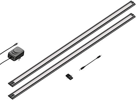 ledscom.de LED Unterbau-Leuchte SIRIS schwarz matt, flach, 90cm, je 1044lm, weiß 2er Set